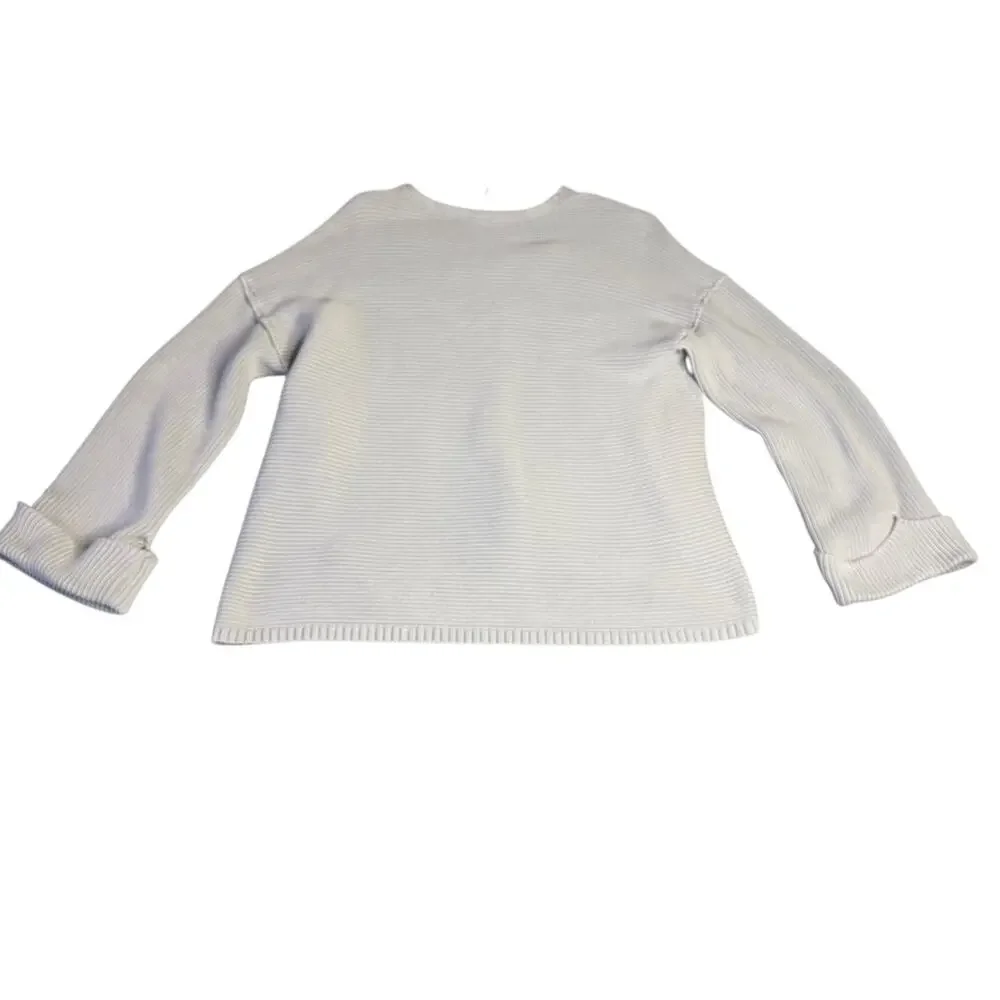 Free People Women's La Brea Chunky Knit V-Neck Ribbed Gray Sweater - Size Medium